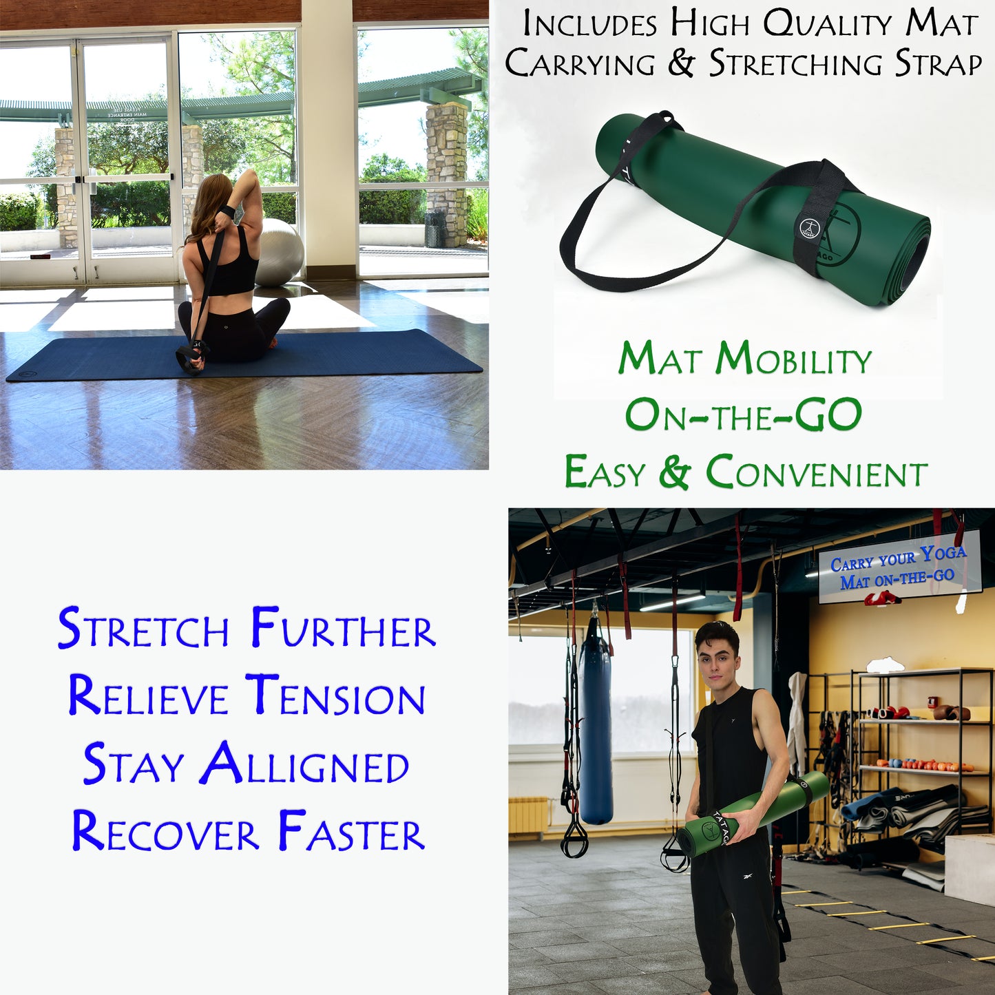 Yoga mat with strap