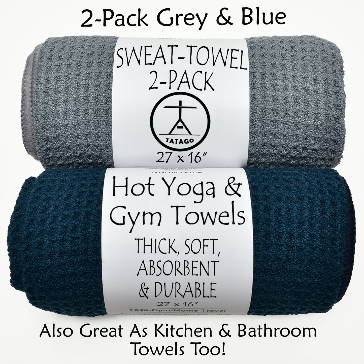 microfiber mens gym towel for yoga and pilates with 2 colors displayed. Multicolor (2-Pack)