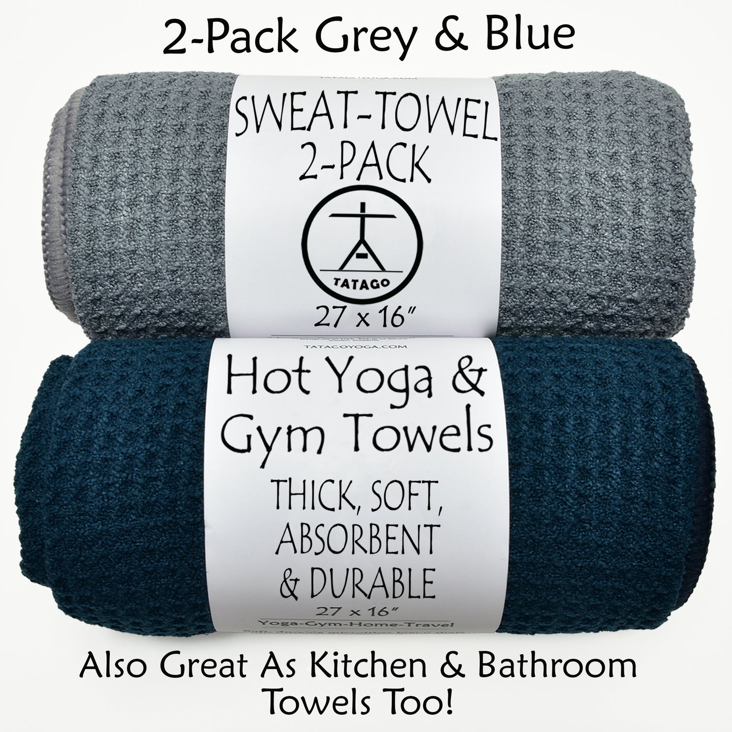 microfiber mens gym towel for yoga and pilates with 2 colors displayed. Multicolor (2-Pack)