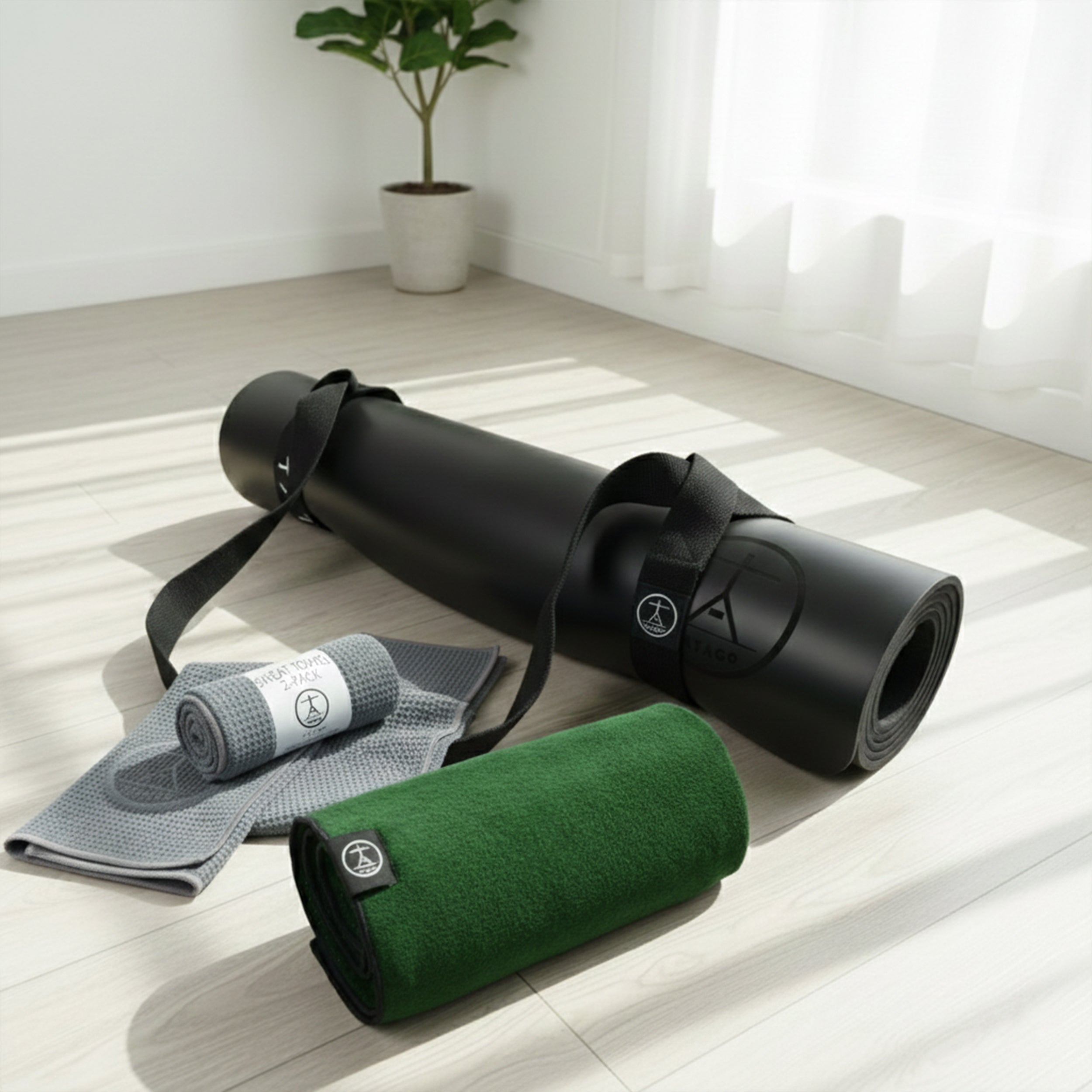 Man meditating in yoga class on Tatago Natural Rubber Pro Series yoga mat eco-friendly non-slip pro yoga mat