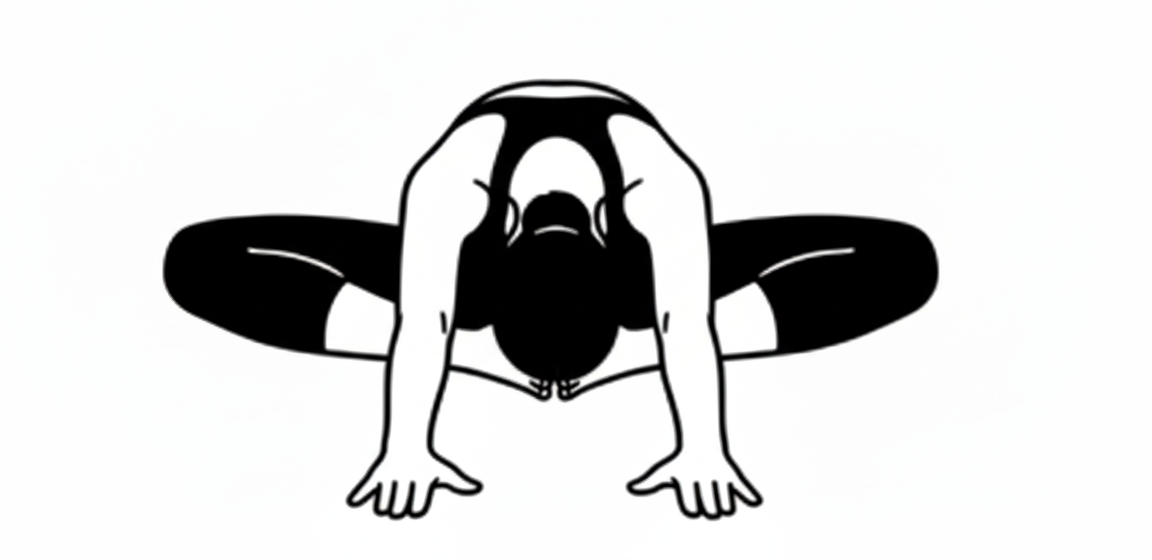 Woman performing a seated butterfly stretch with a forward fold.
