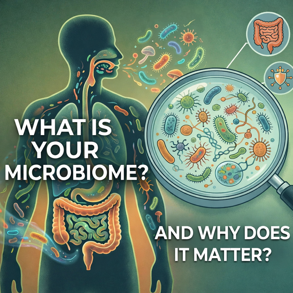 human microbiome showing gut, brain, and immune system connections