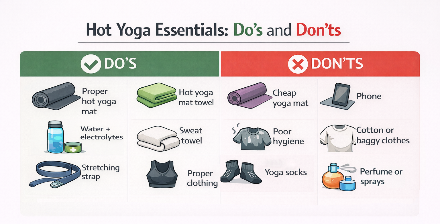 Hot Yoga Essentials do's and dont's for hot yoga gear