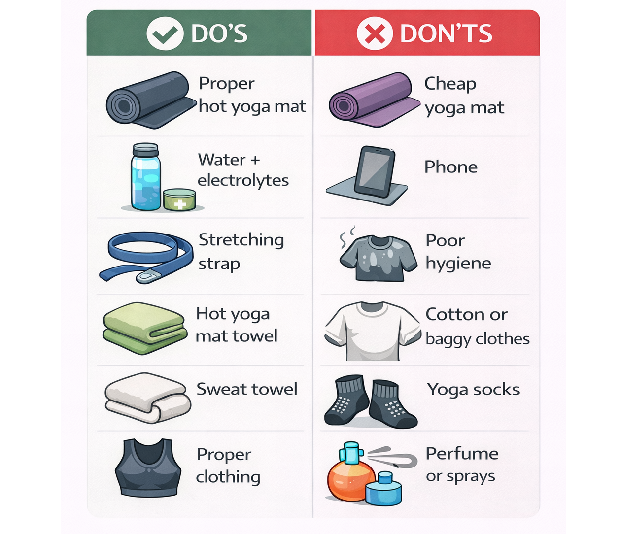 Hot yoga gear that is essential and that which is not