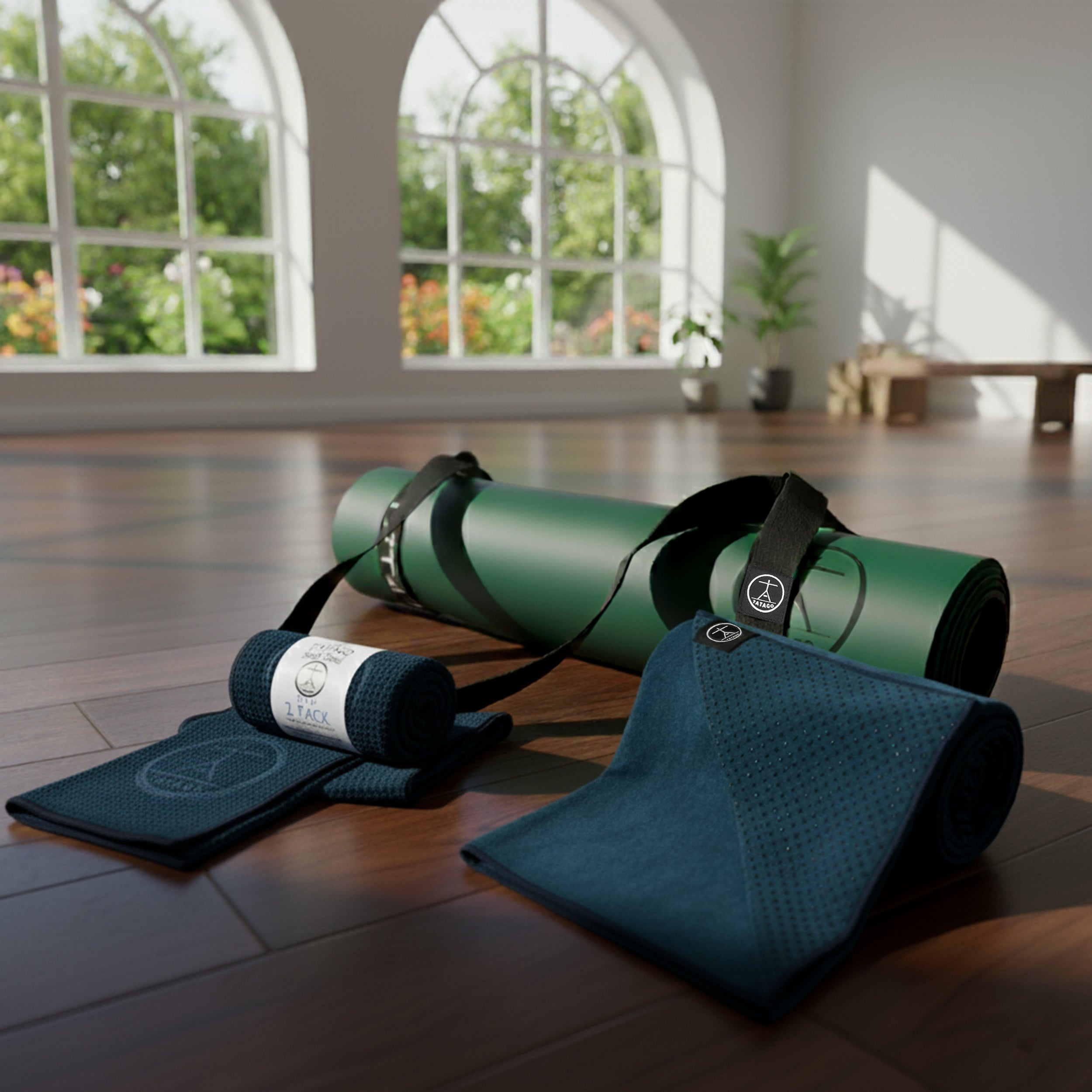 Extra large yoga mat with 2 people showing big yoga mat