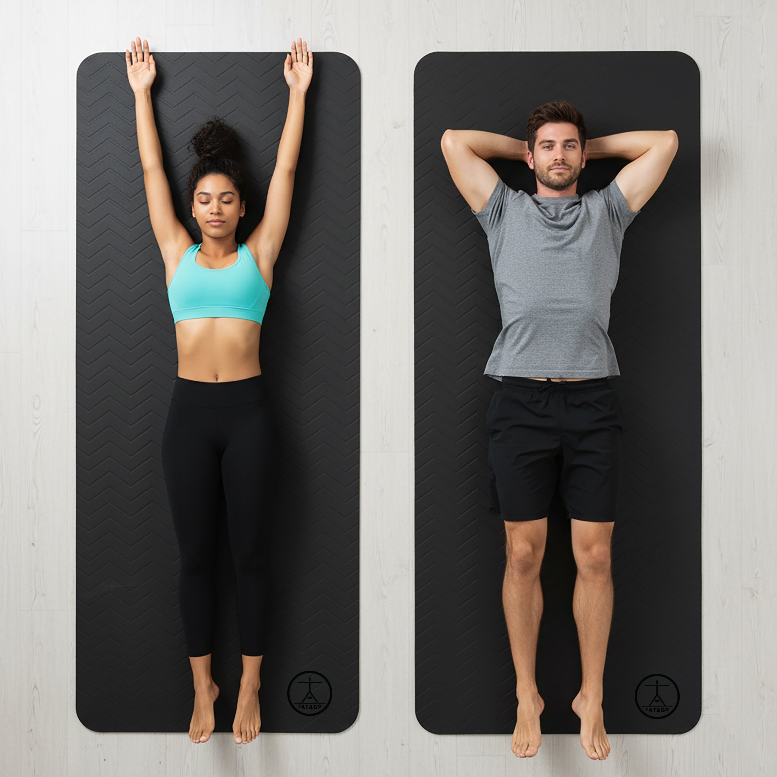 extra large xl yoga mat showing full body coverage for different body sizes