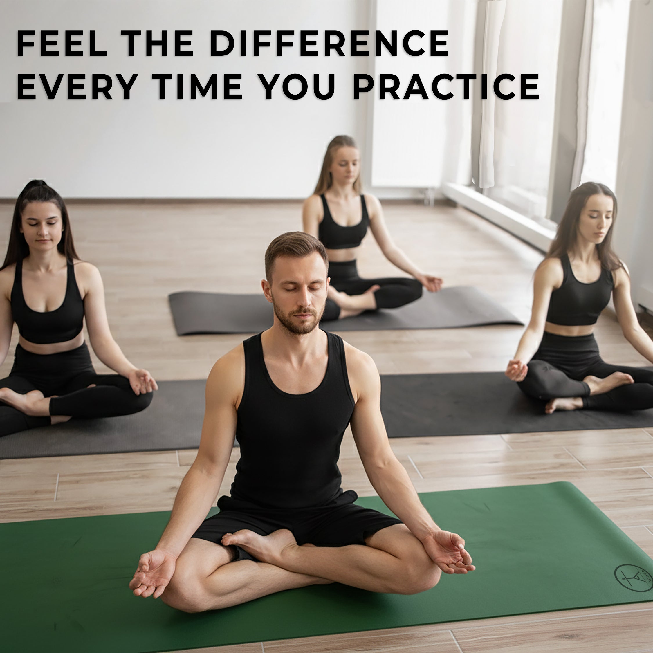 Extra-large hot yoga mat used during hot yoga class - Green