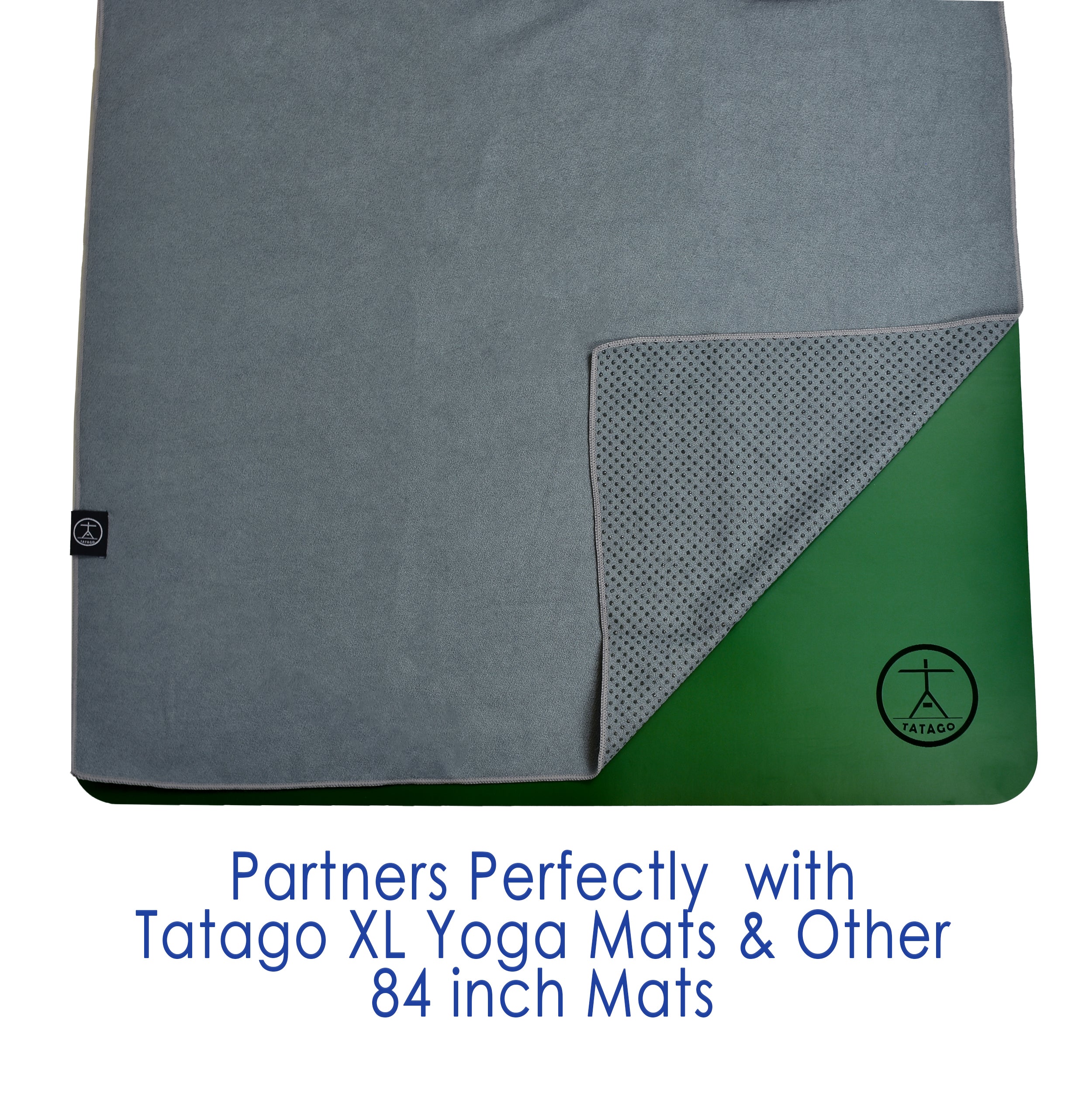 Extra large yoga towel on a 84-inch yoga mat - Storm Gray