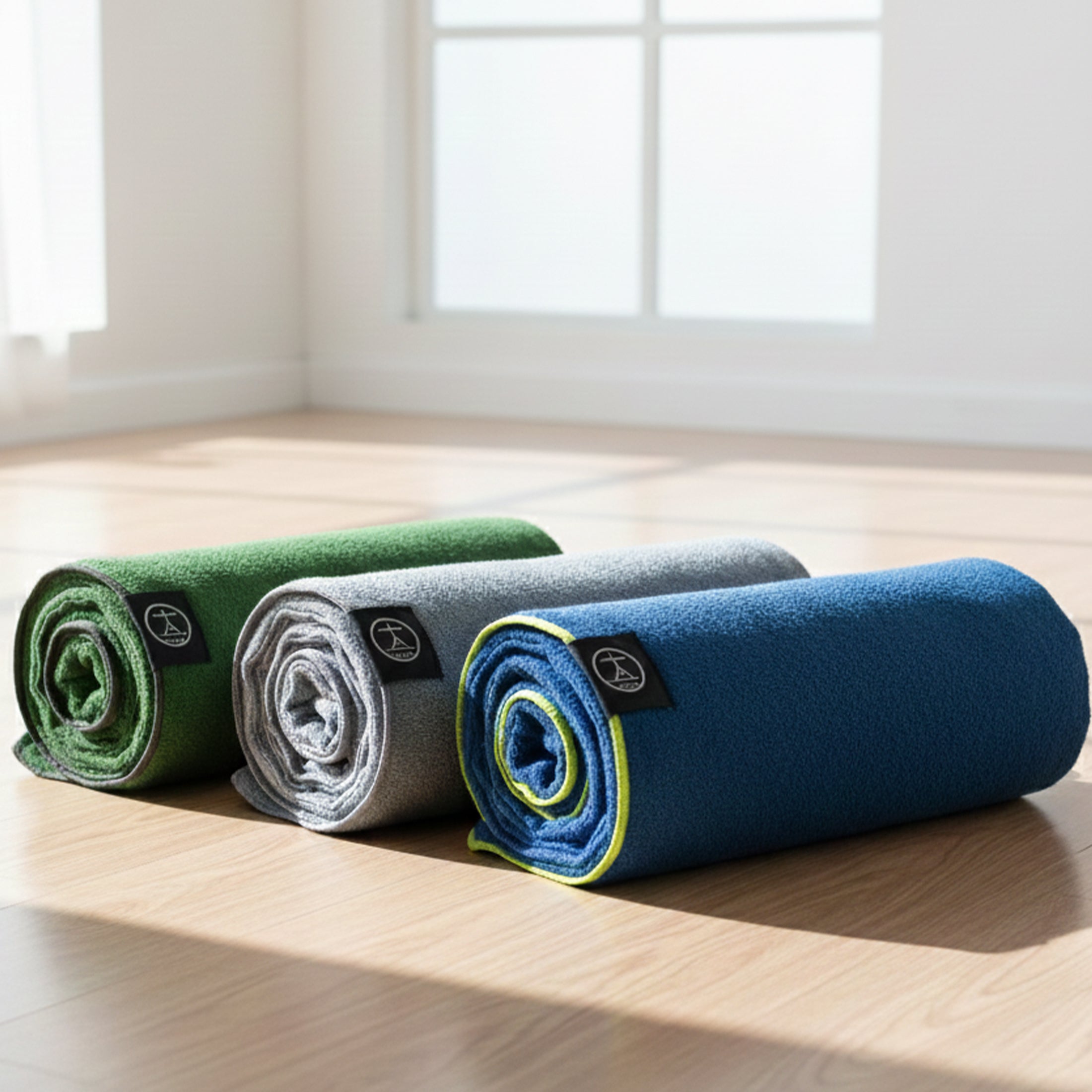 Extra long yoga towel on mat, 84 inch XL size