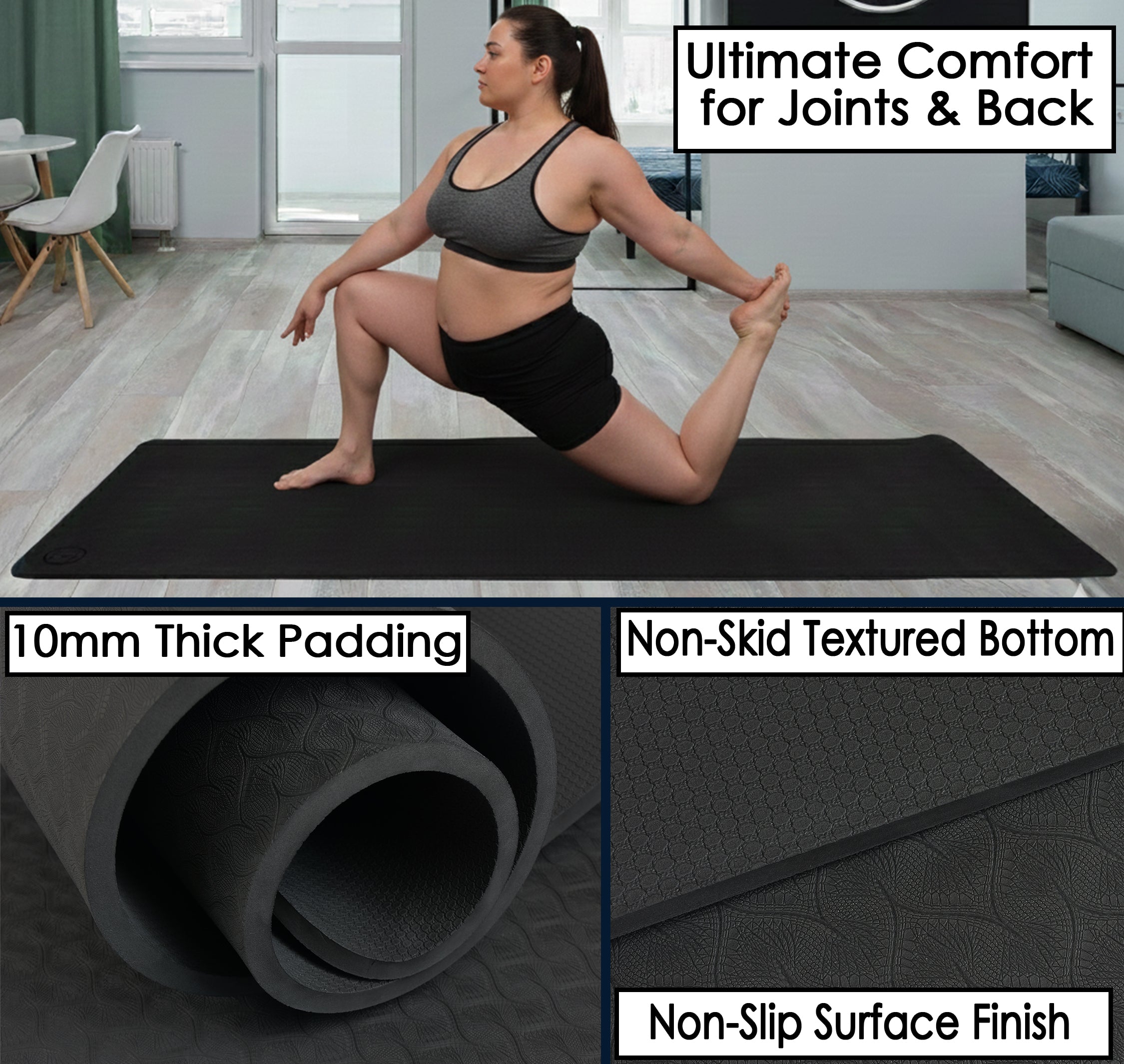 Extra thick exercise mat for taller people & joints and back
