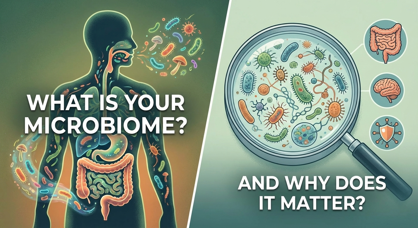human microbiome showing gut, brain, and immune system connections