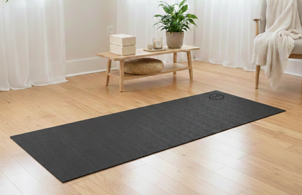 Home yoga space with an extra-large yoga mat
