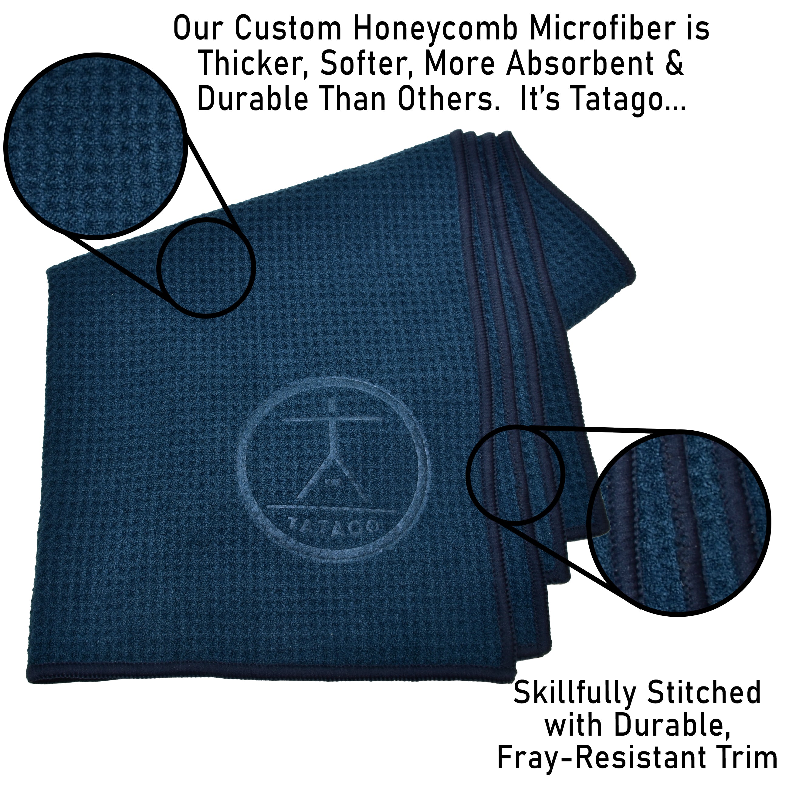 a microfiber colling towel for gym calling out it's thicker, softer and more absorbent features. Blue (2-Pack)