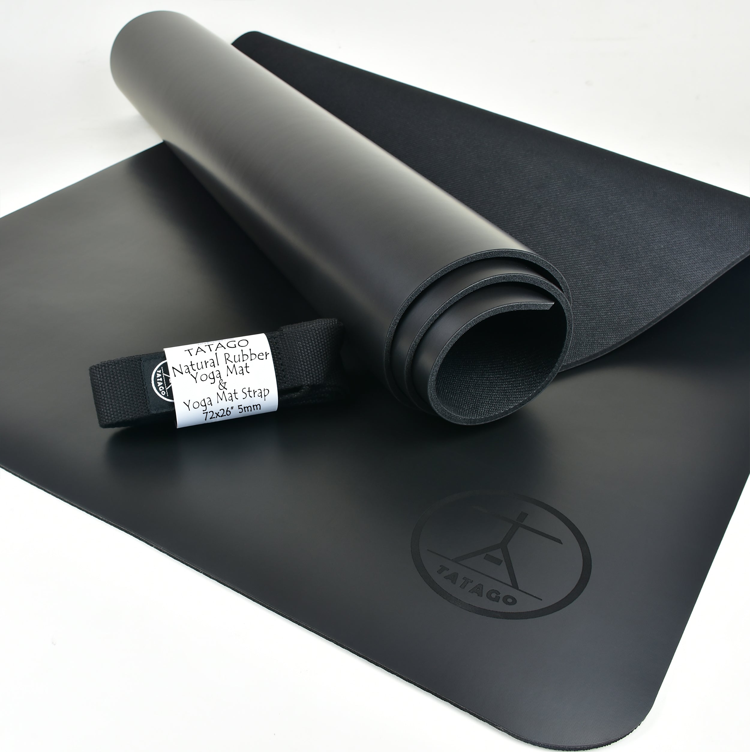 Natural rubber hot yoga mat with strong non-slip grip for Bikram and sweaty practice, premium black rubber surface.