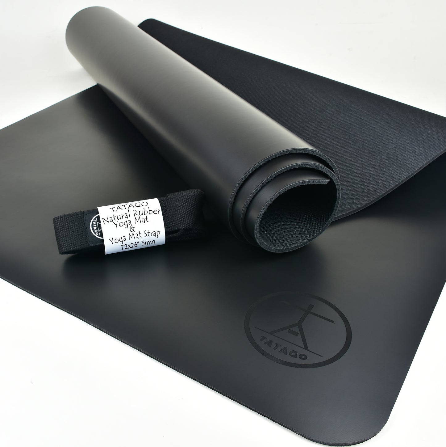 Natural rubber hot yoga mat with strong non-slip grip for Bikram and sweaty practice, premium black rubber surface.