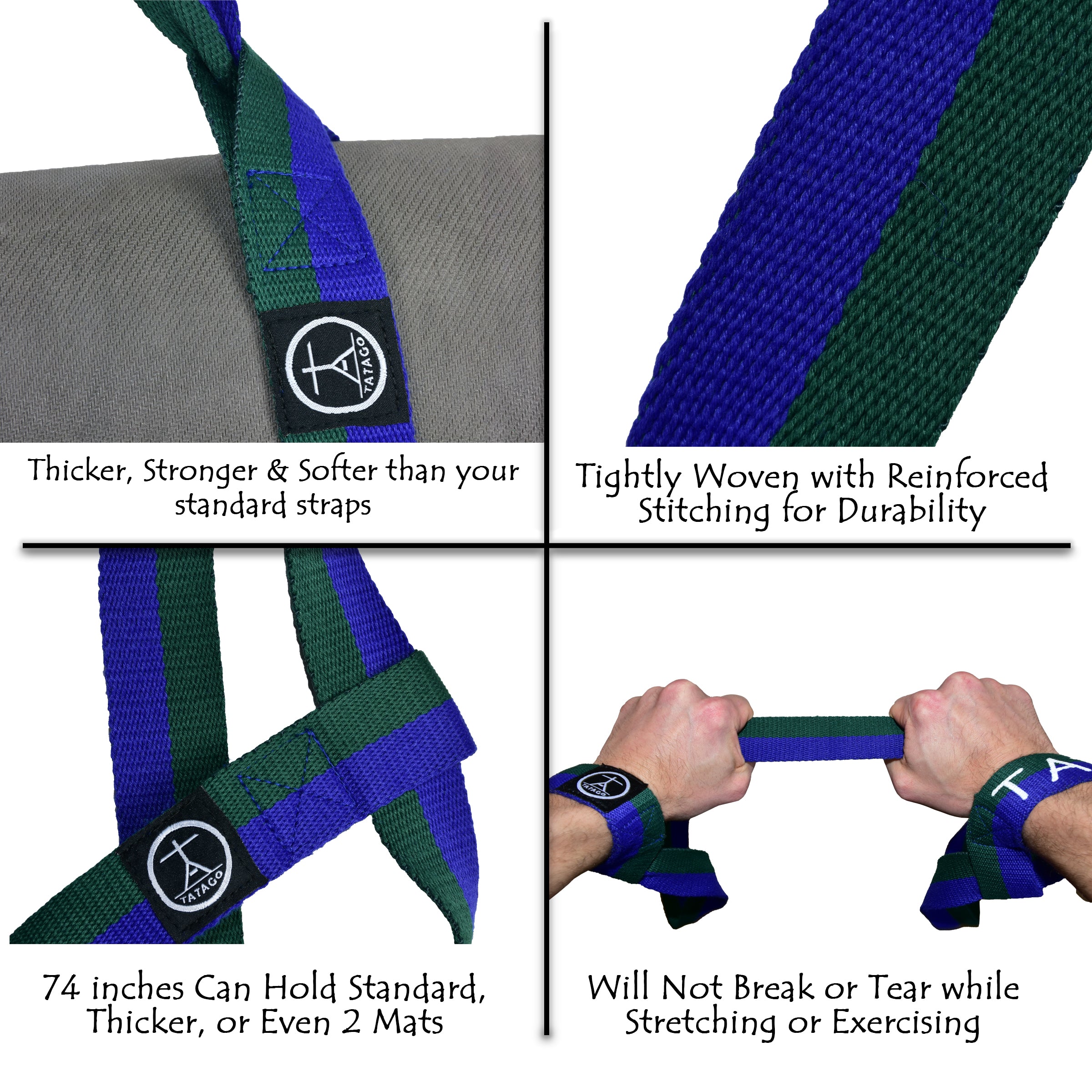 Hands holding stretch strap with loops - Blu/Grn