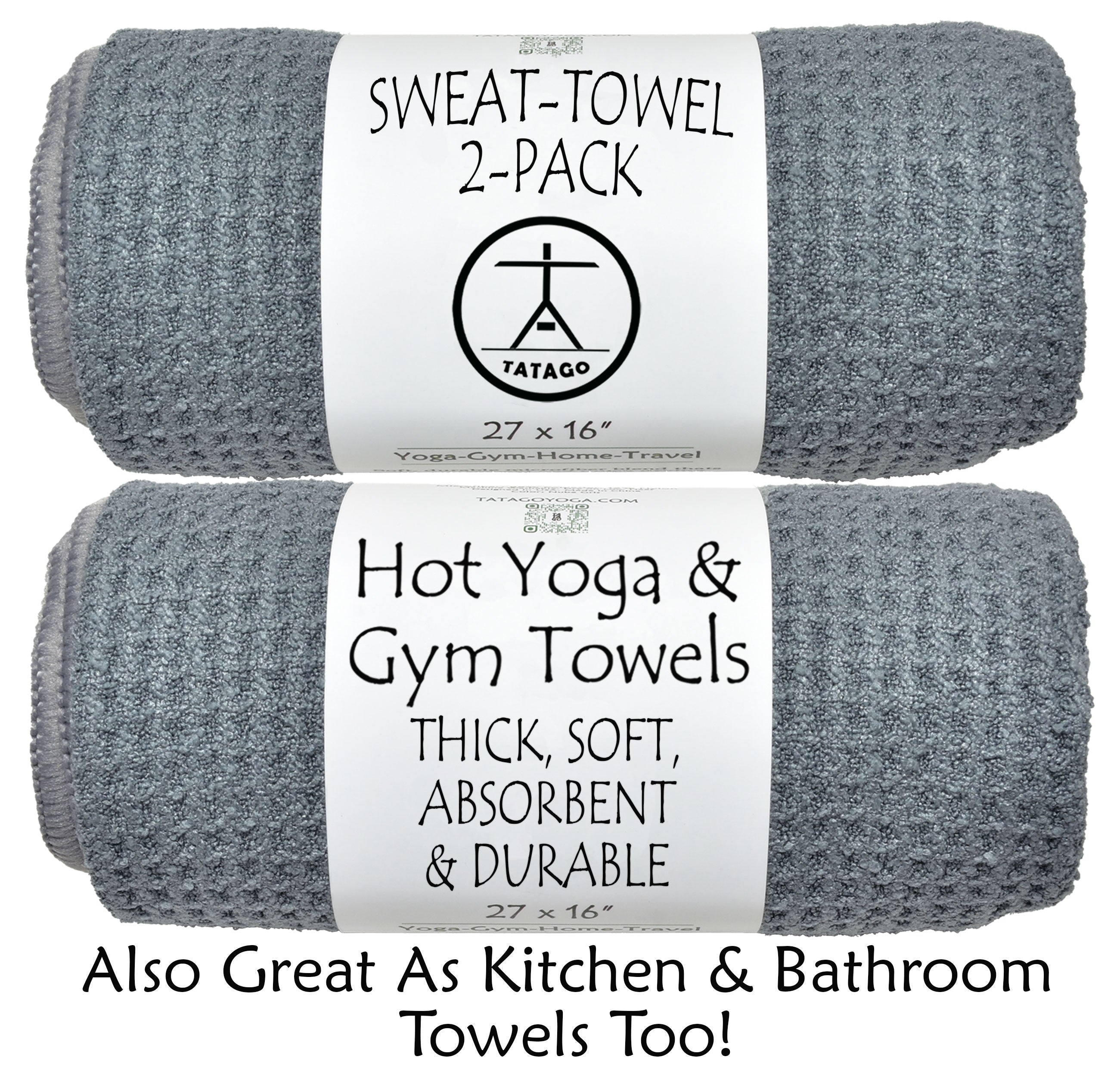 2-pack of workout towels for yoga and gym, thick and soft absorbent and durable. 
