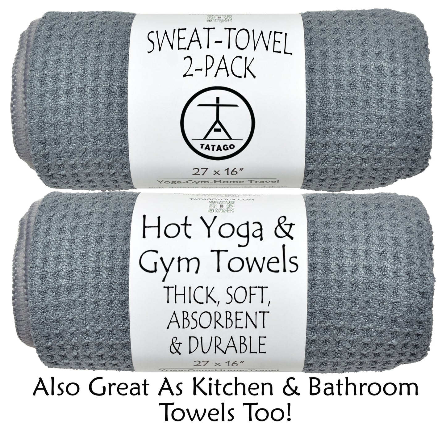 2-pack of workout towels for yoga and gym, thick and soft absorbent and durable. 