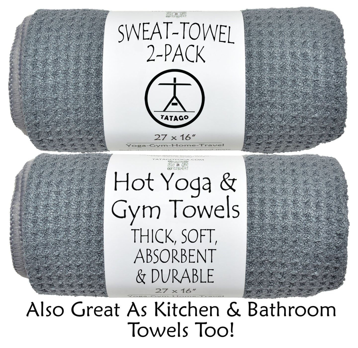 2-pack of workout towels for yoga and gym, thick and soft absorbent and durable. 
