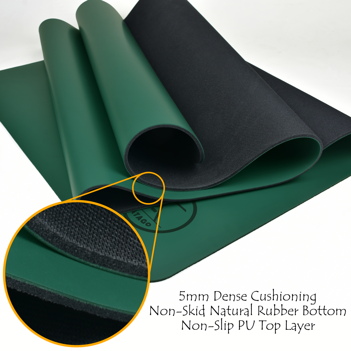 TOP yoga mat non-slip PU top and textured bottom, ideal for Ashtanga, sweaty hot Pilates, and heated yoga sessions.