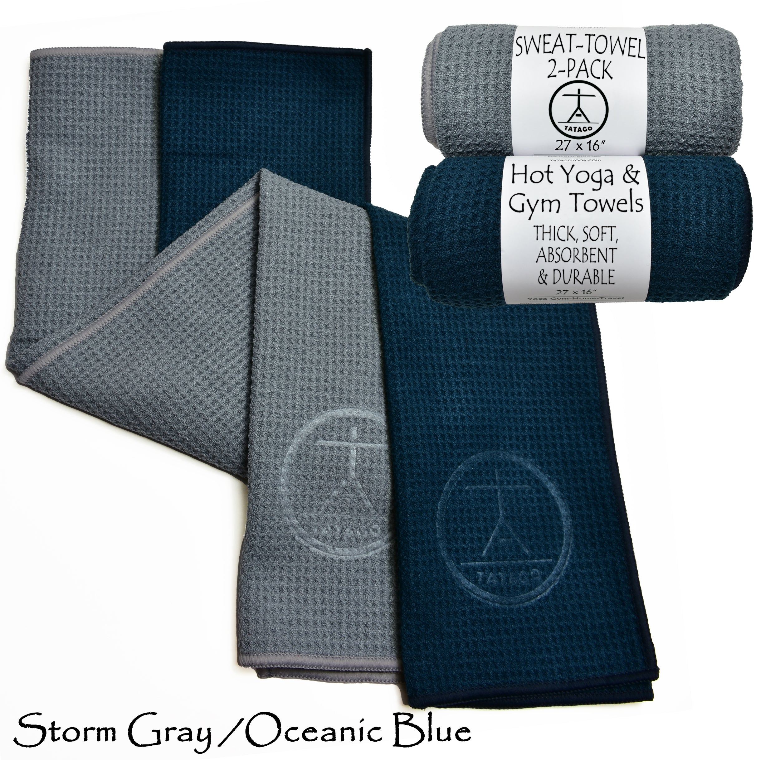 Two microfiber yoga sweat towels for sweat with a waffle texture. Multicolor (2-Pack)