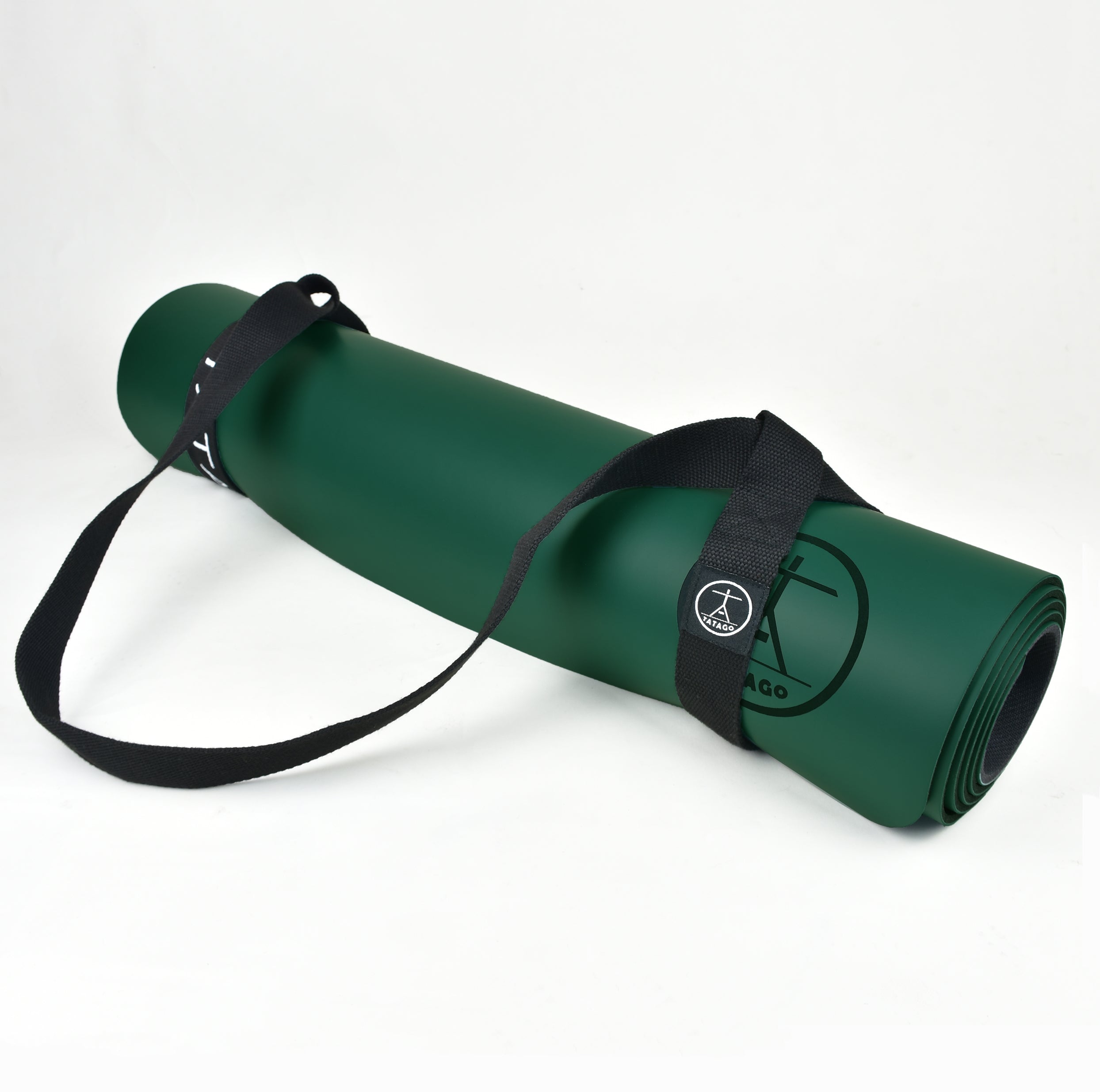 XL yoga mat rolled with carrying strap for studio transport - Green