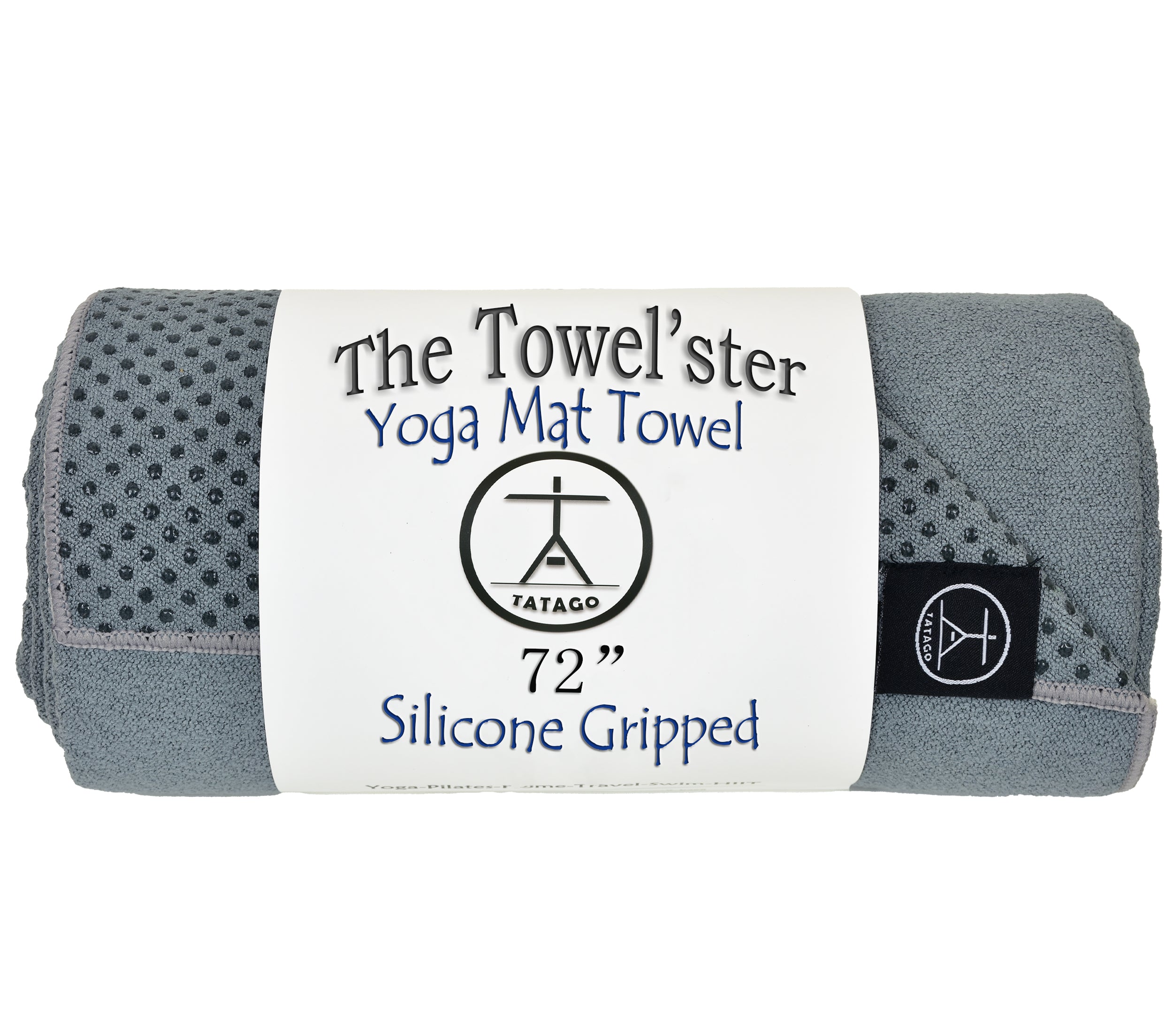grey non skid yoga towel with grip rolled (Storm Gray)