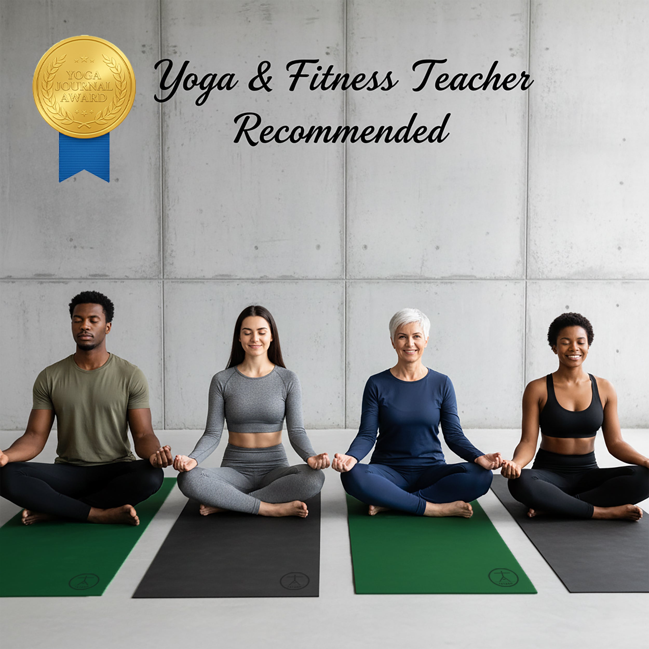 Group yoga class meditating on extra-large natural rubber mats, teacher-recommended for hot yoga, Pilates, and sweaty sessions