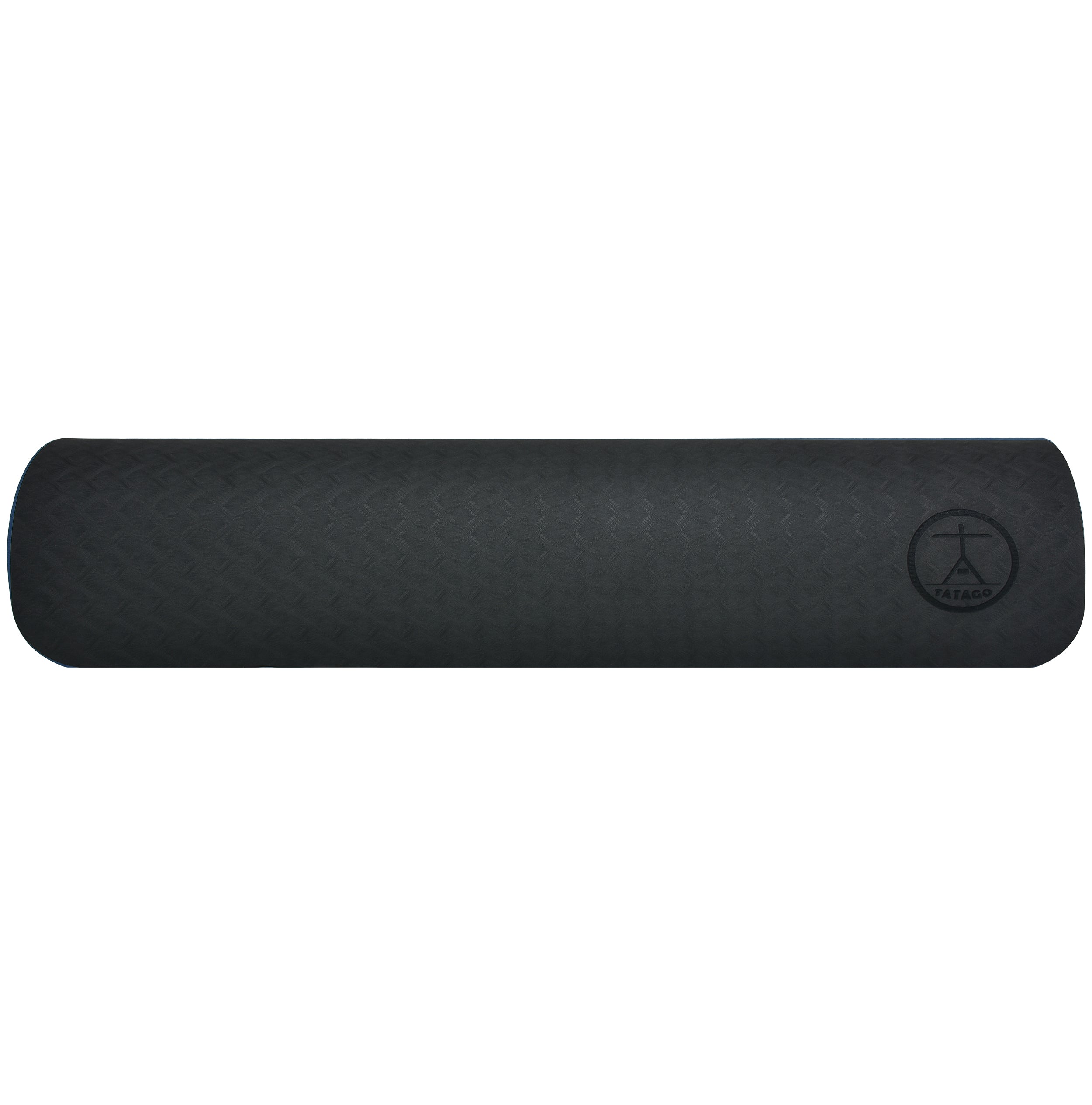 Rolled big yoga mat extra thick 84 inch wide workout mat with non-slip design on white background