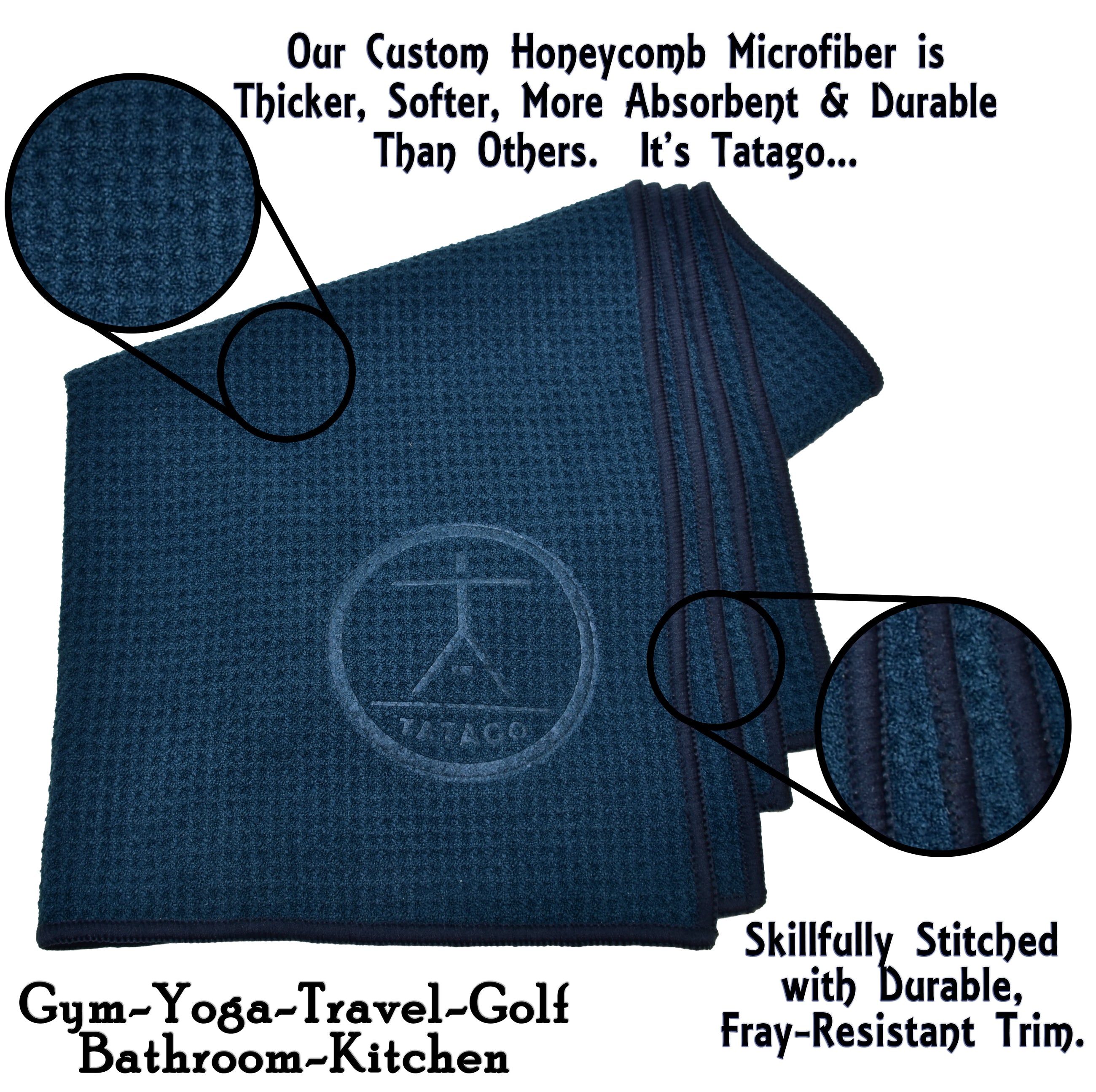 Microfiber sweat towels for gym shown folded with honeycomb weave, demonstrating best sweat towels performance for yoga sweat towel and sweat rag use.