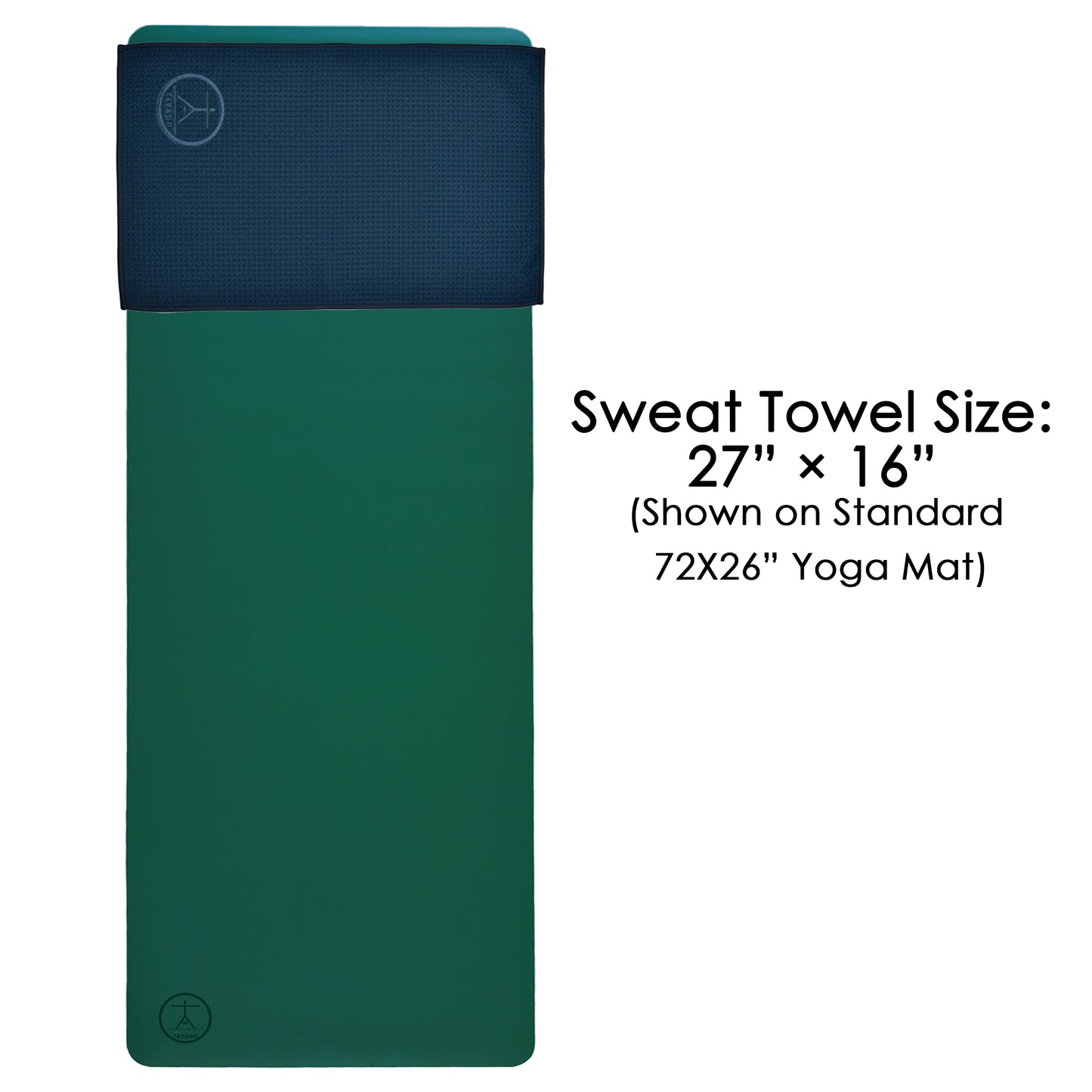 A yoga towel for sweat on a yoga mat to show size comparrision. Oceanic Blue (2-Pack)
