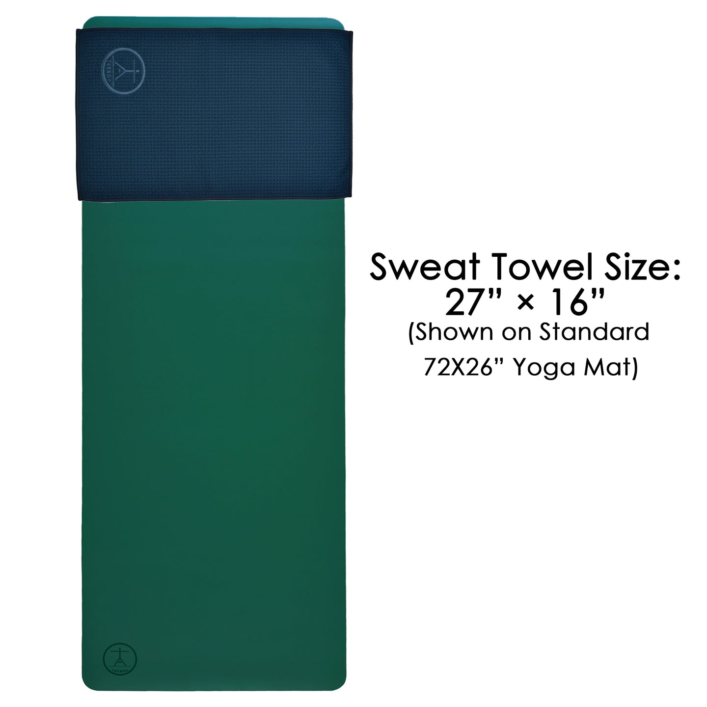 A yoga towel for sweat on a yoga mat to show size comparrision. Oceanic Blue (2-Pack)